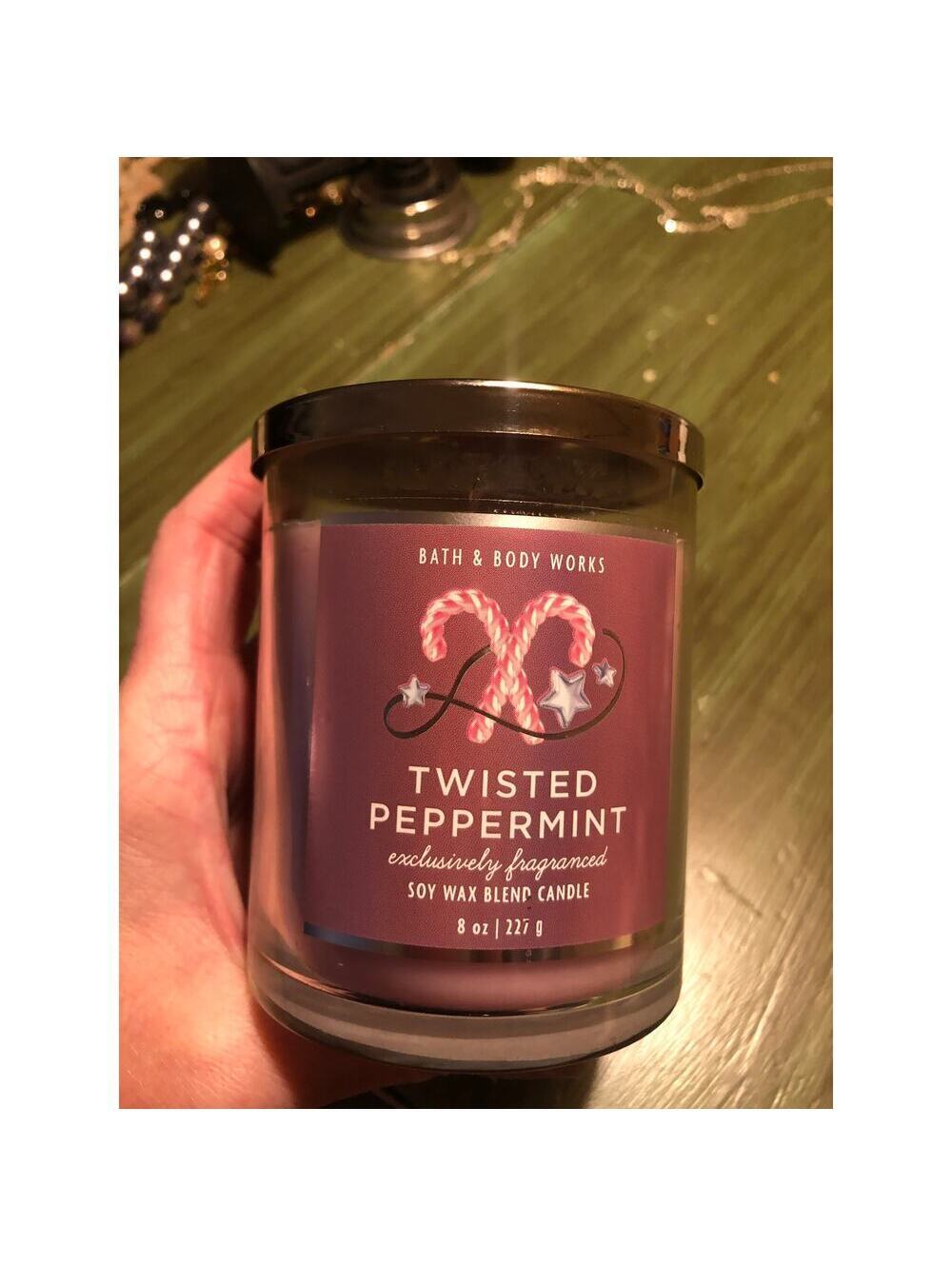Bath & Body Works NEW Twisted Peppermint Soy Wax Blend Candle 8oz